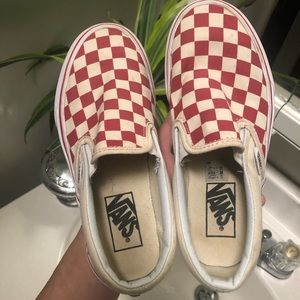 Red White Checkered Vans Slip Ons